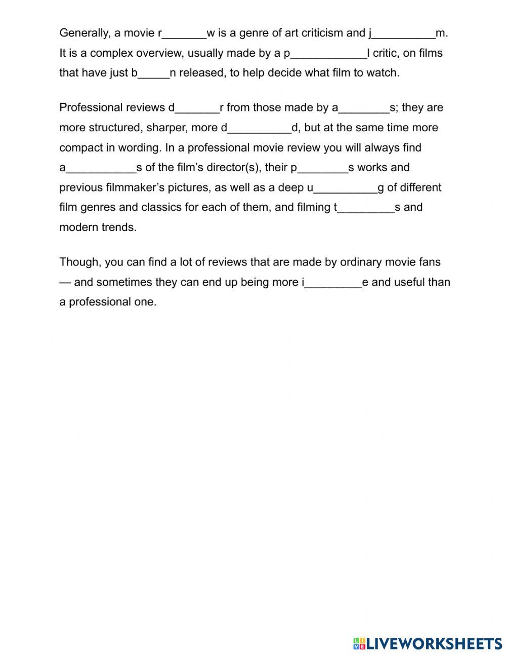 Film Reviews (duolingo style)