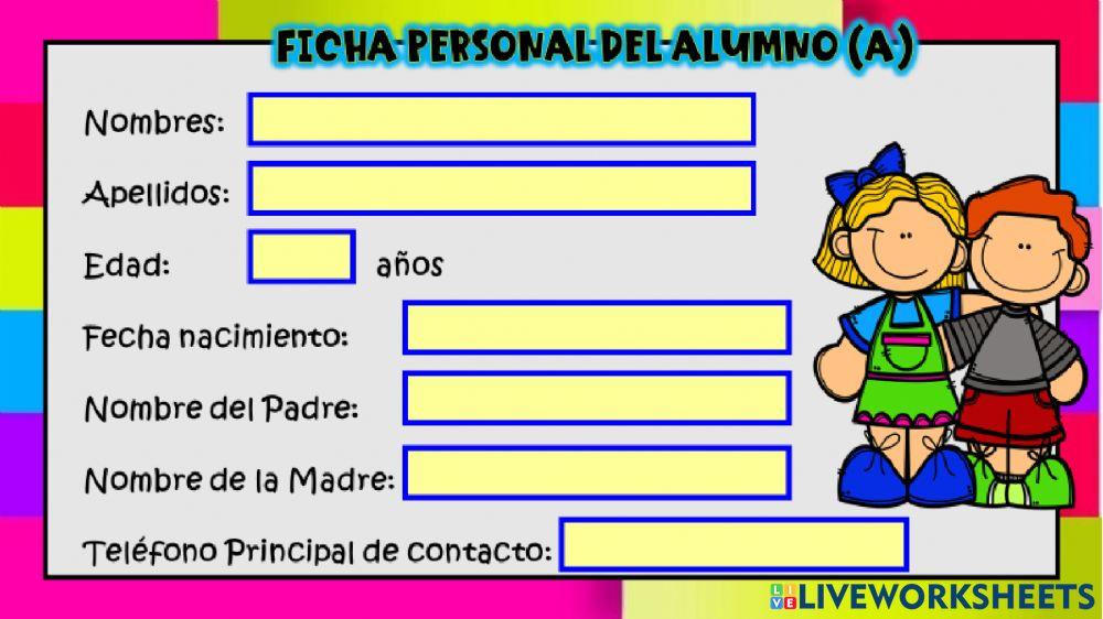 Ficha personal del alumno Ficha personal del alumno
