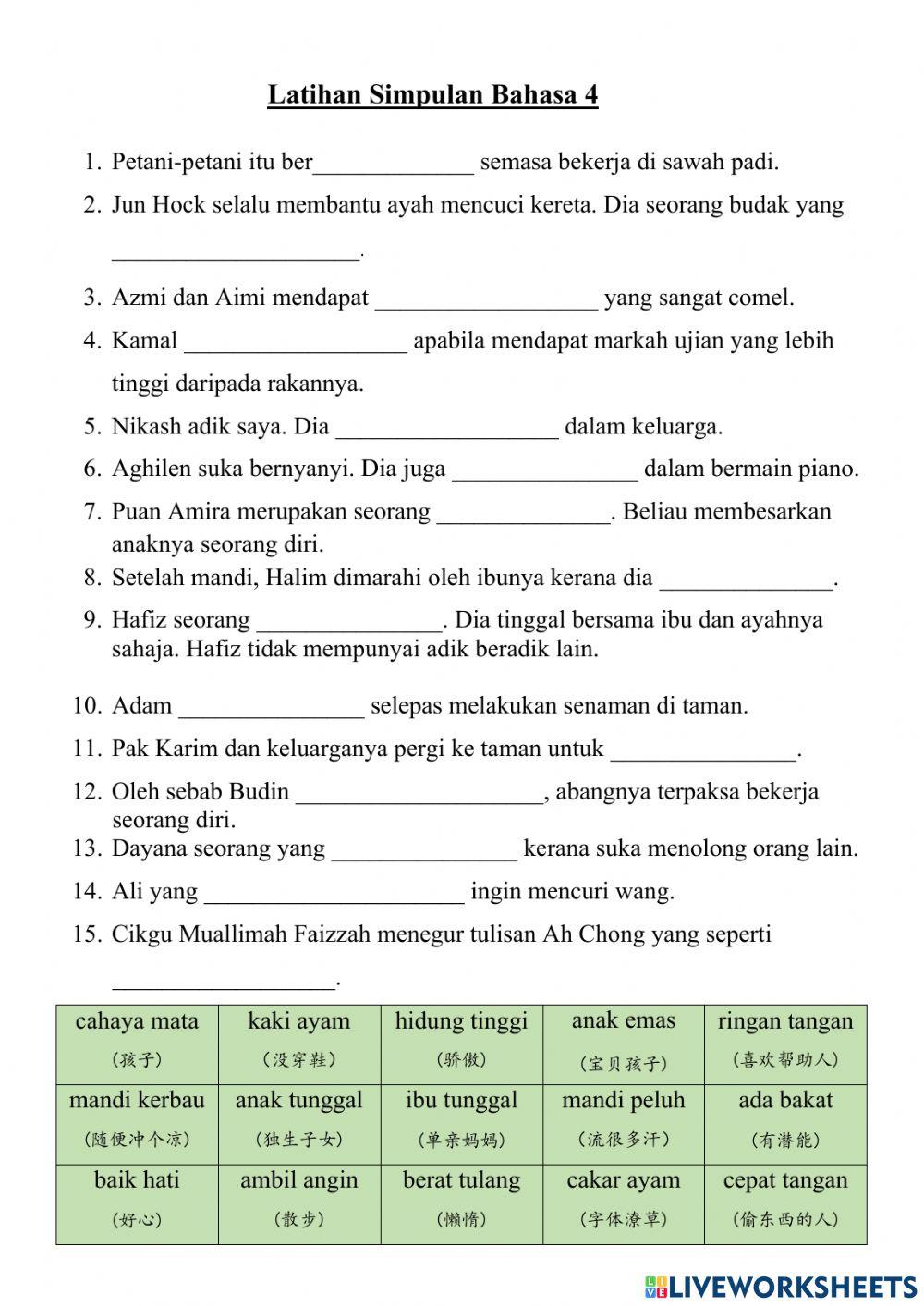 Latihan Simpulan Bahasa 1