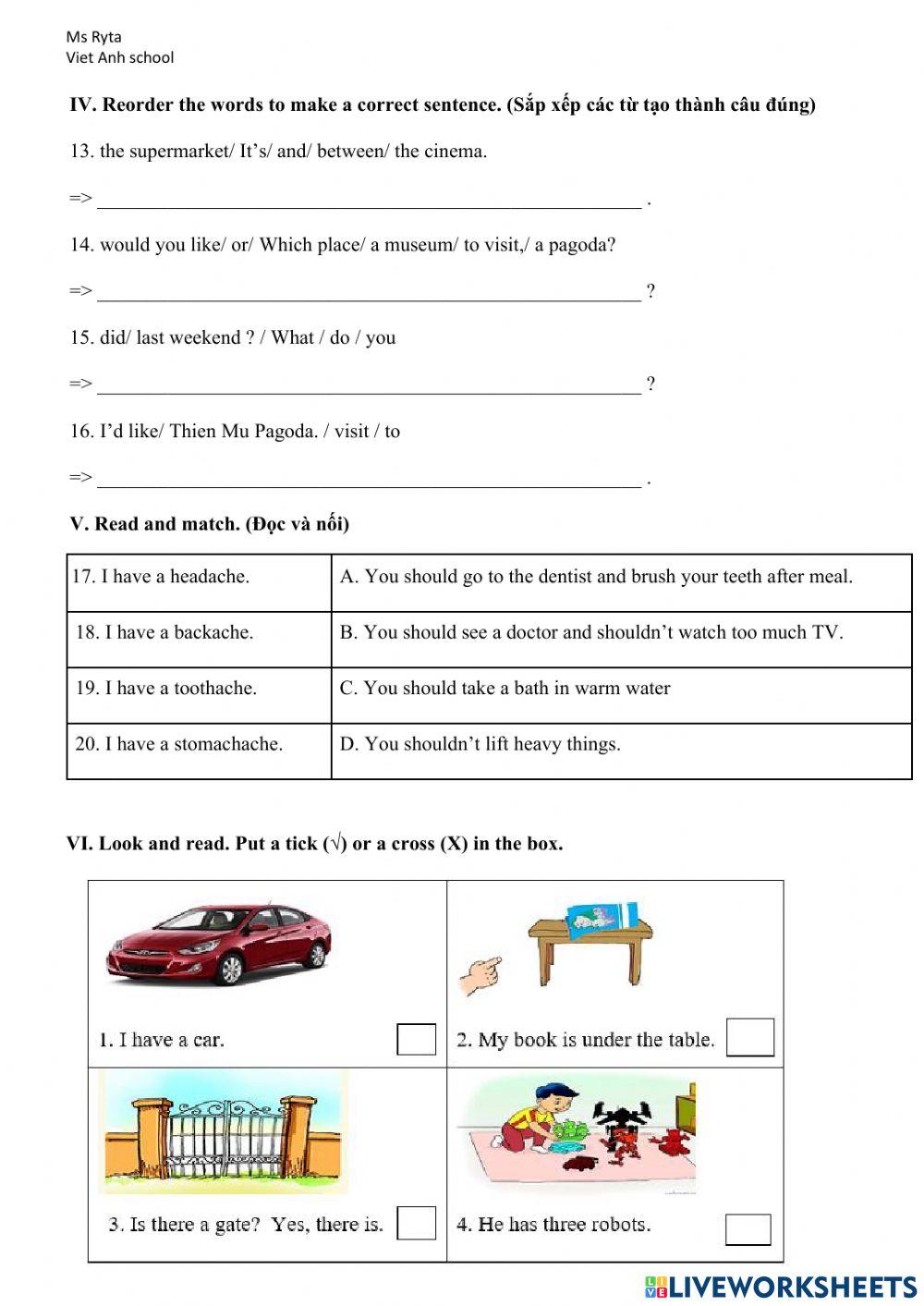 Review mid term 2- grade 3