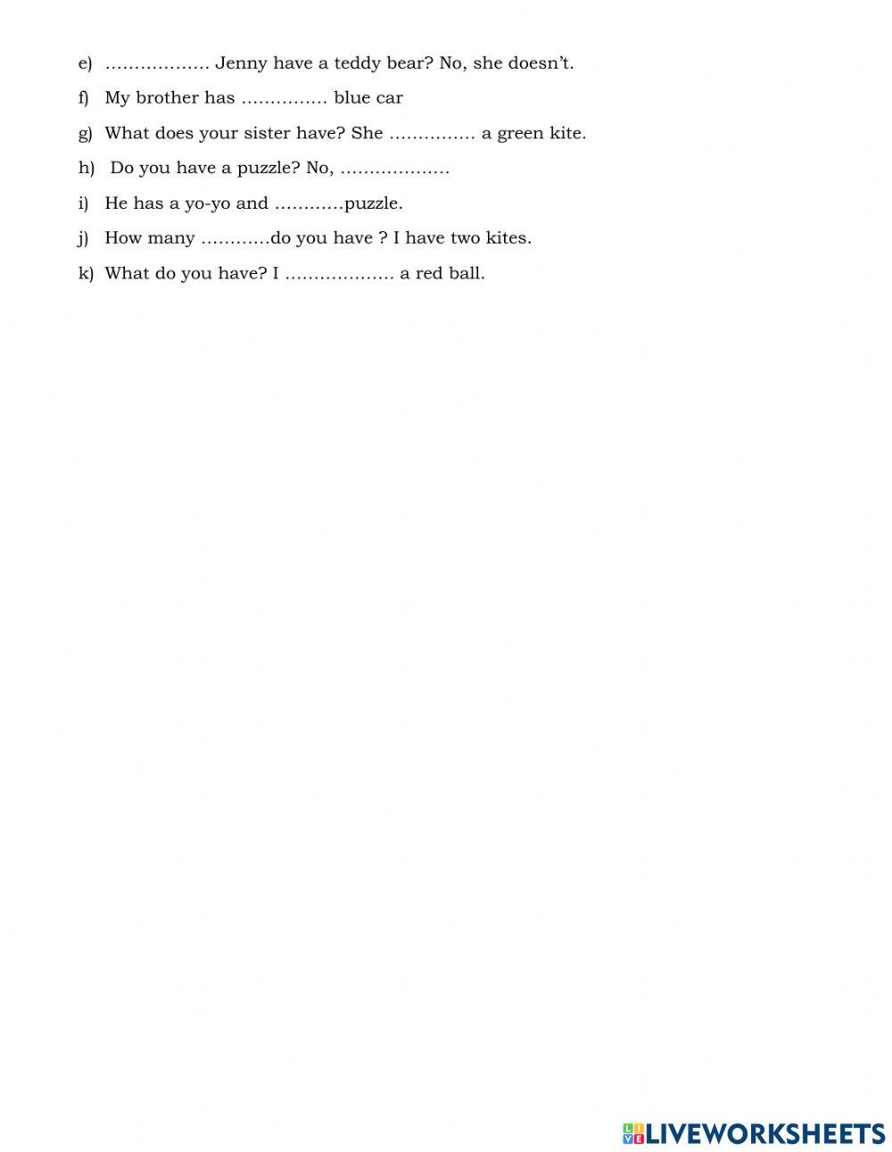 Unit 15: Do you have any toys?