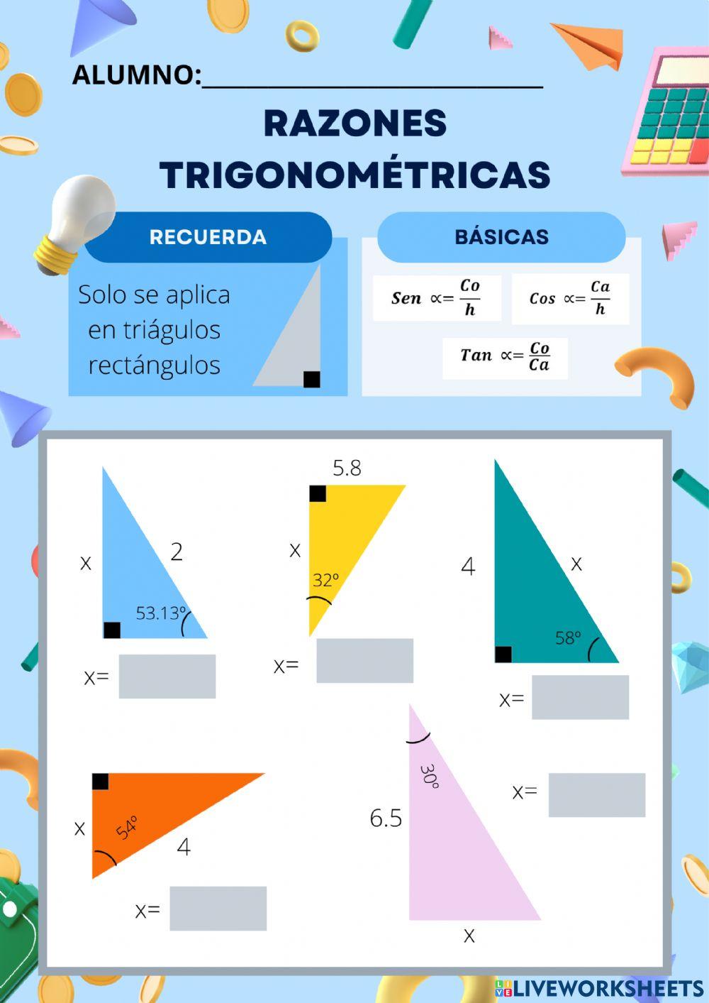 Razones trigonométricas encuantra el lado
