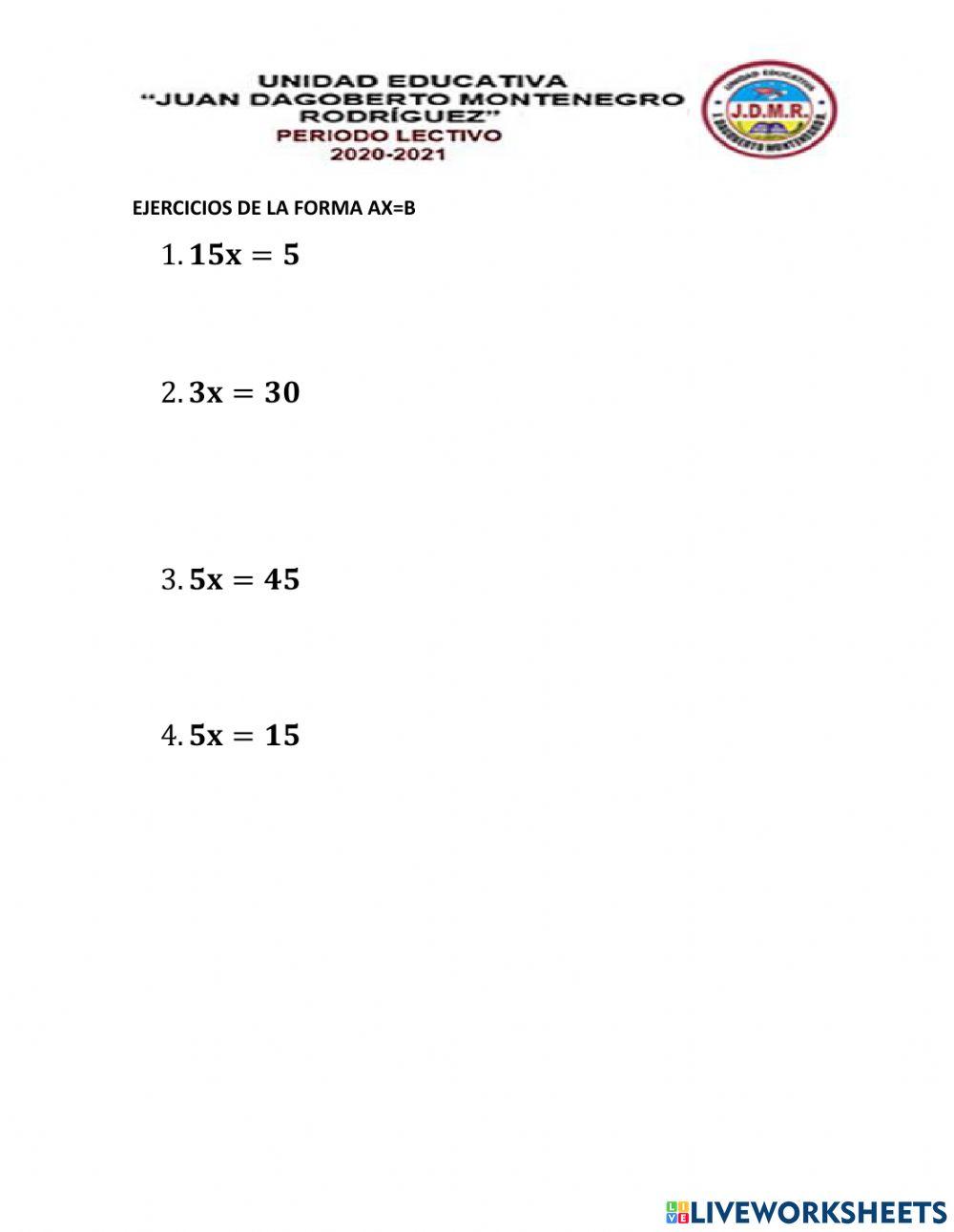 Ecuaciones de la forma ax-b