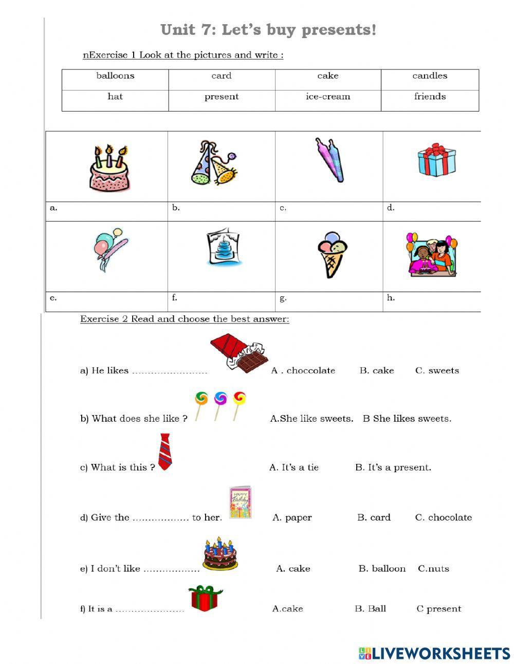 Unit 7 Let's buy presents