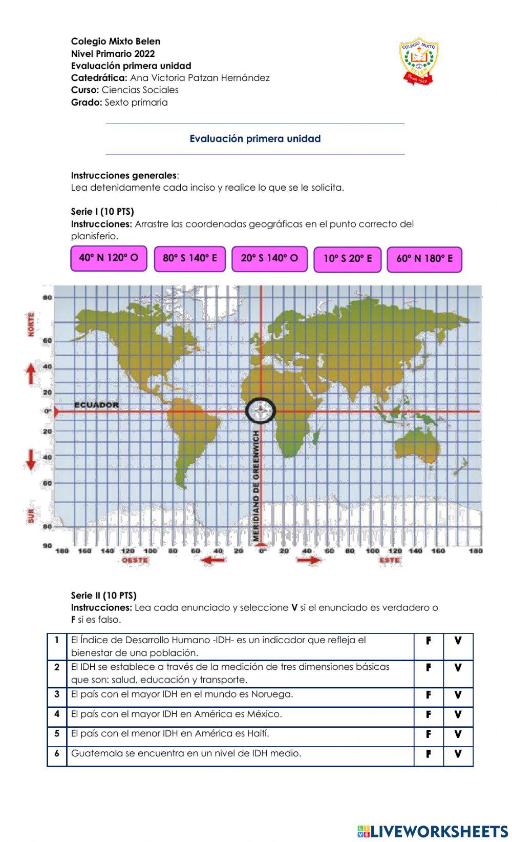 Evaluación Ciencias Sociales