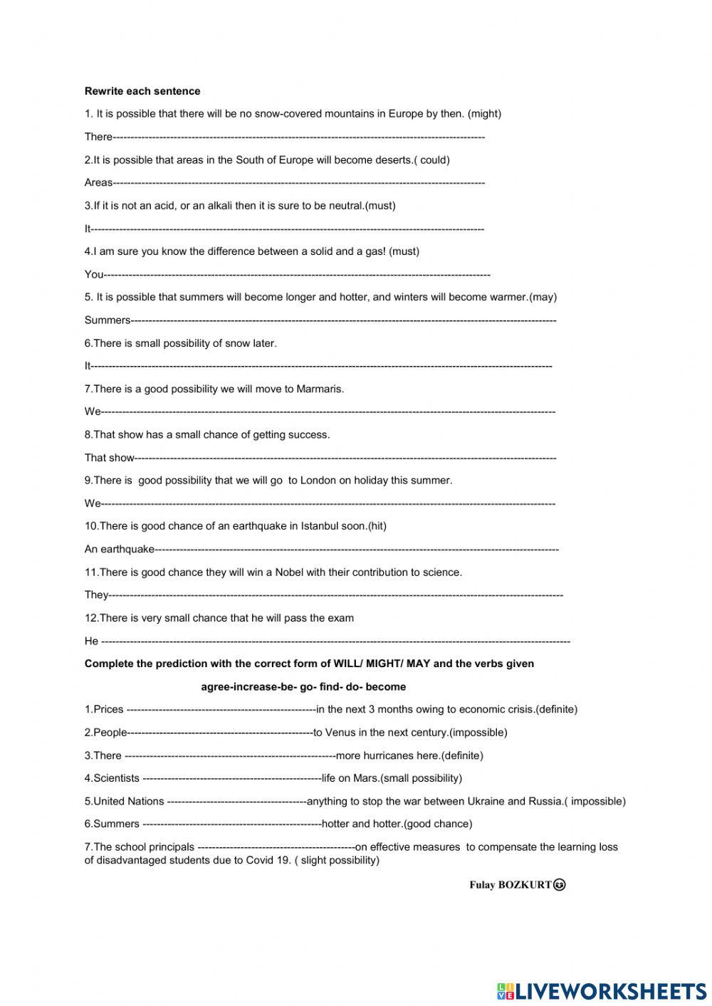 May, Might, Could, Will