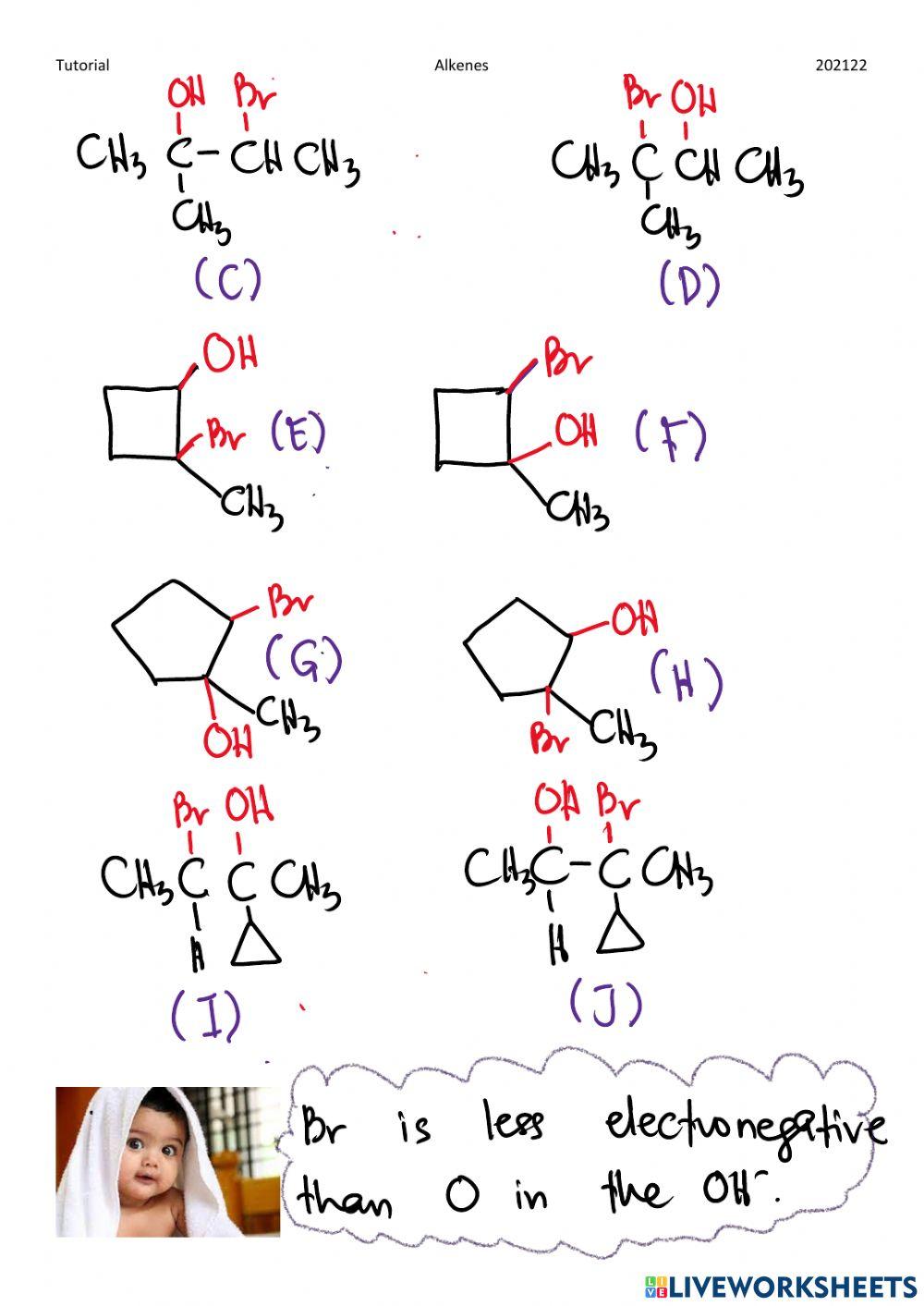 Exercise Reaction of Alkenes with Bromine water Exercise Reaction of Alkenes with Bromine water