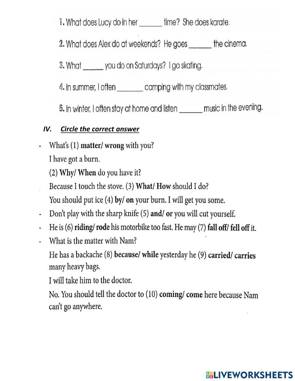 G5. 5. what do you do in your free time?