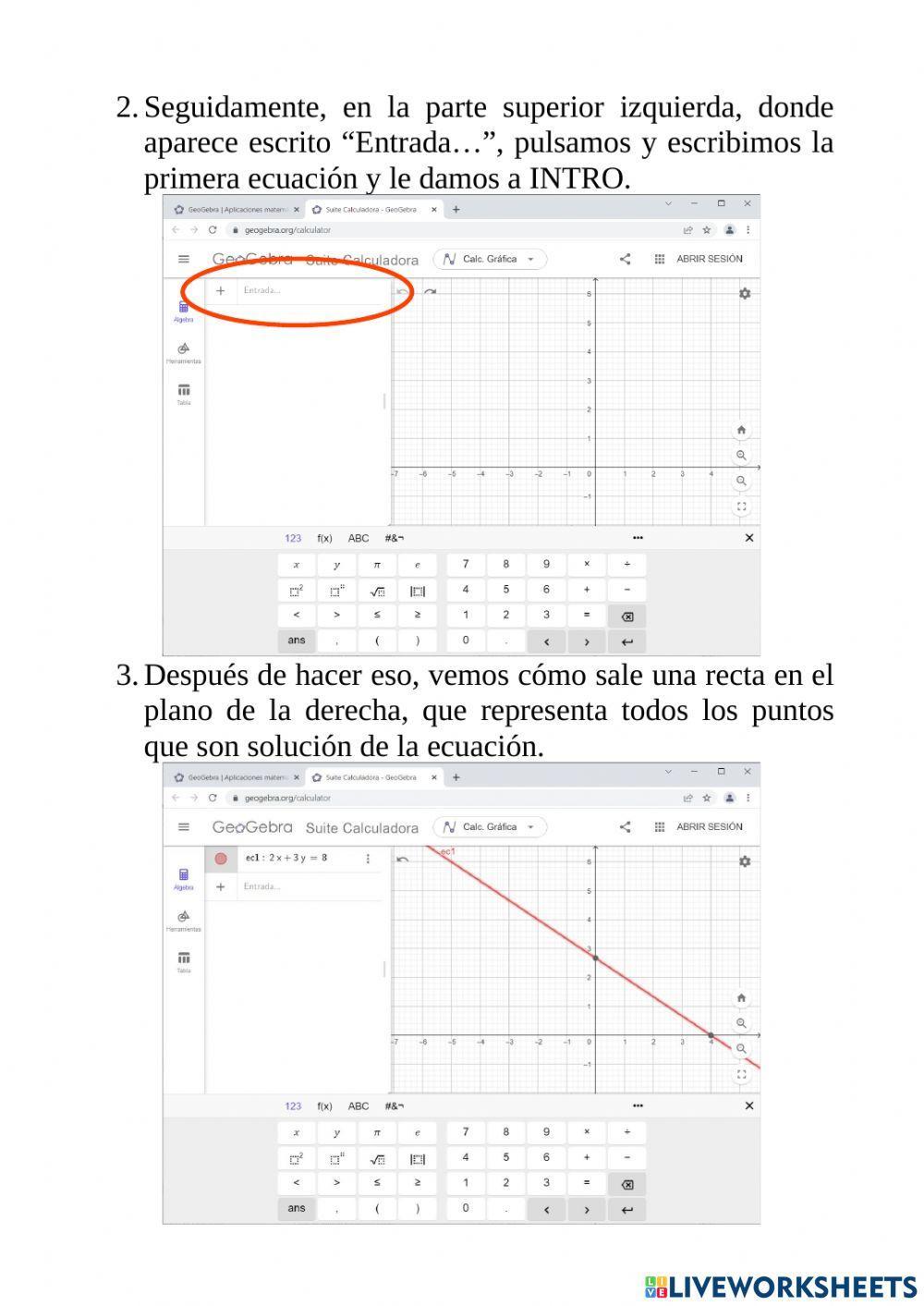 Sistemas de ecuaciones - Método gráfico