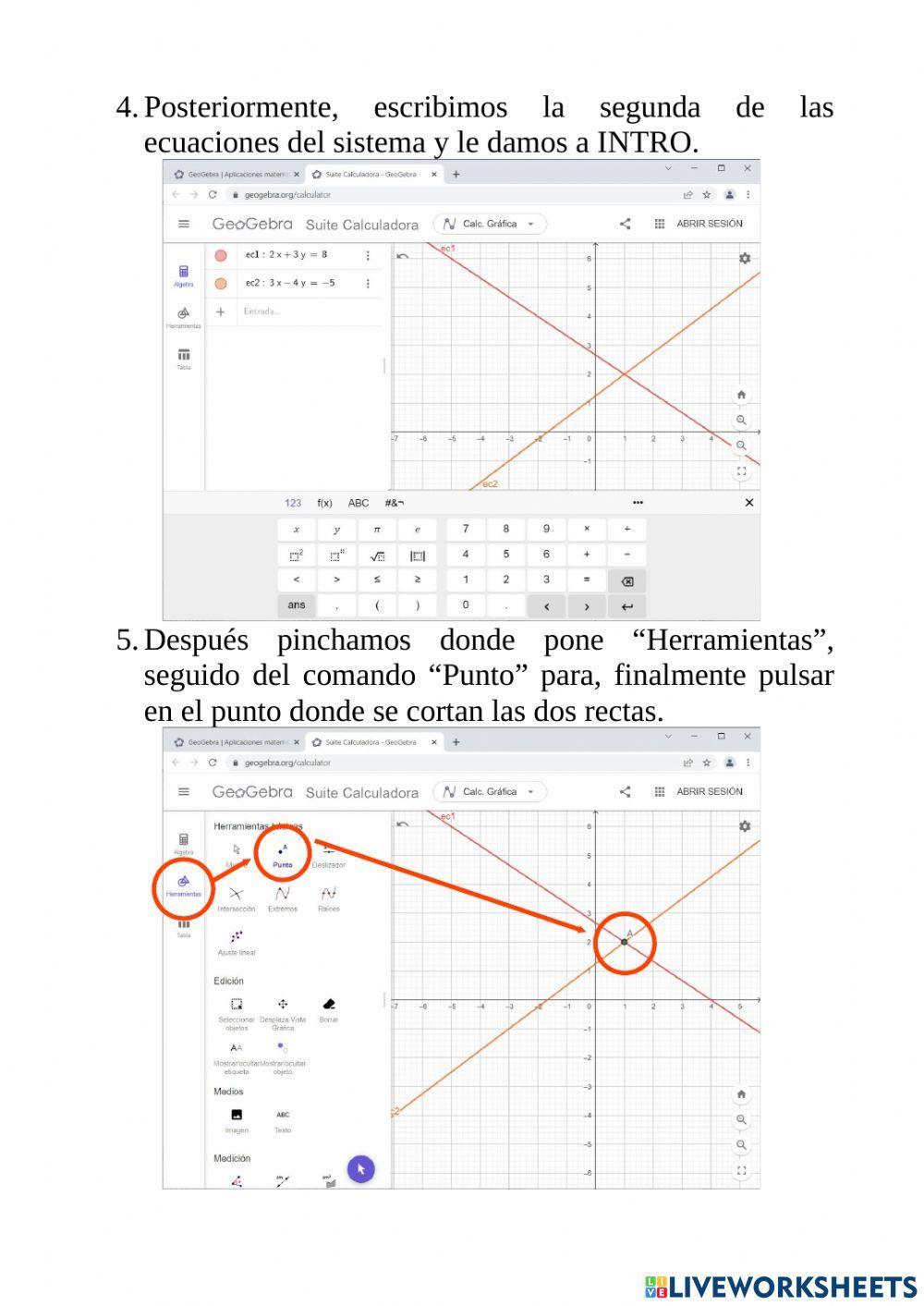 Sistemas de ecuaciones - Método gráfico