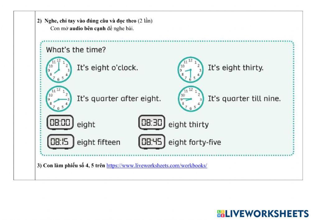 Phiếu giao bài Tiếng Anh