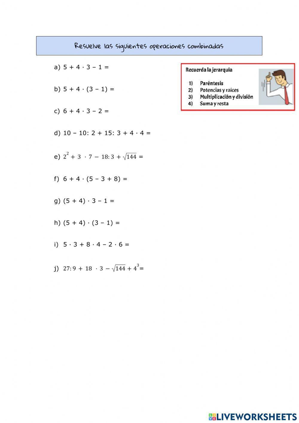 Operaciones combinadas con naturales