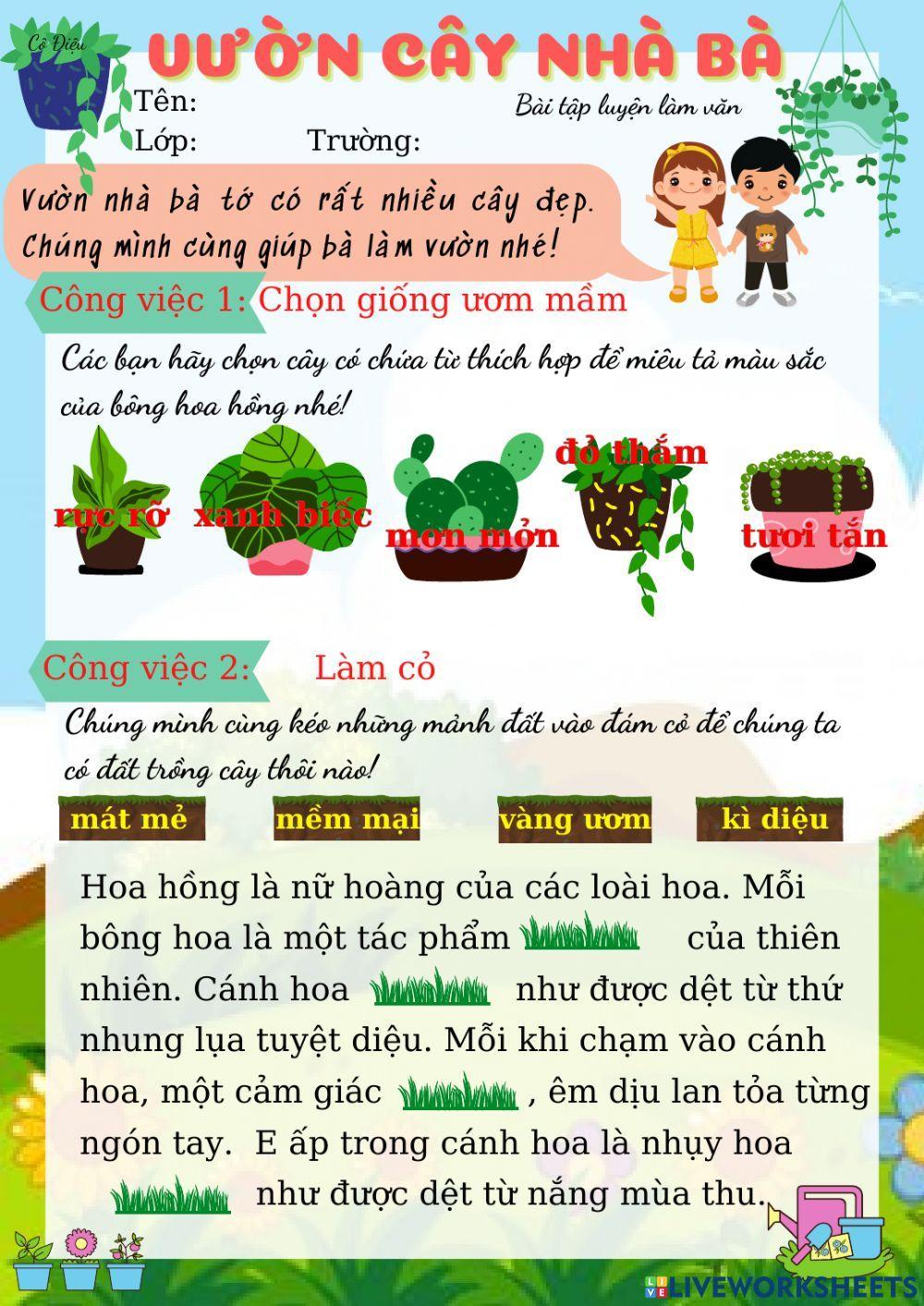 Ôn luyệnt ập làm văn tả cây cối