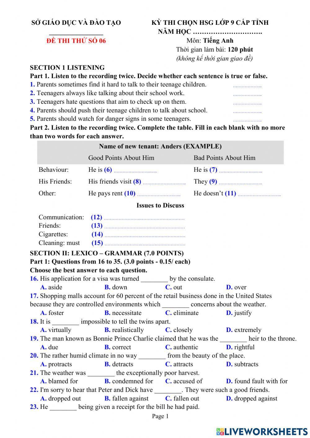 EL9 đề thi học sinh giỏi số 6