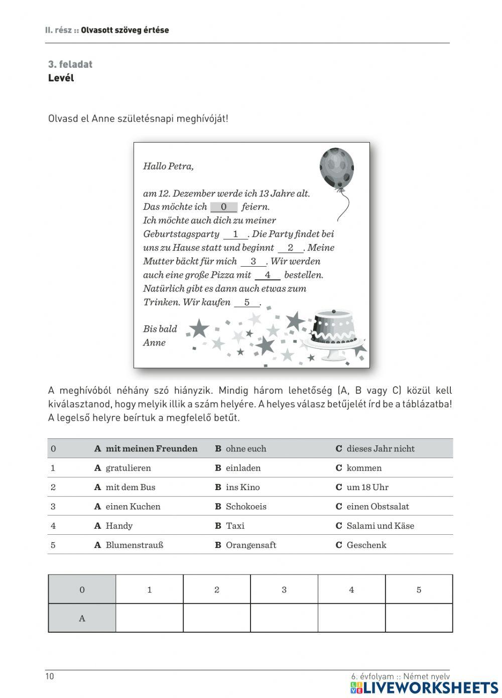 olvasott szöveg értése 6  (2015)