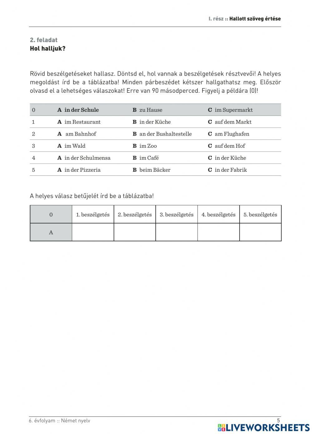 Hallott szöveg értése 6 (2015)