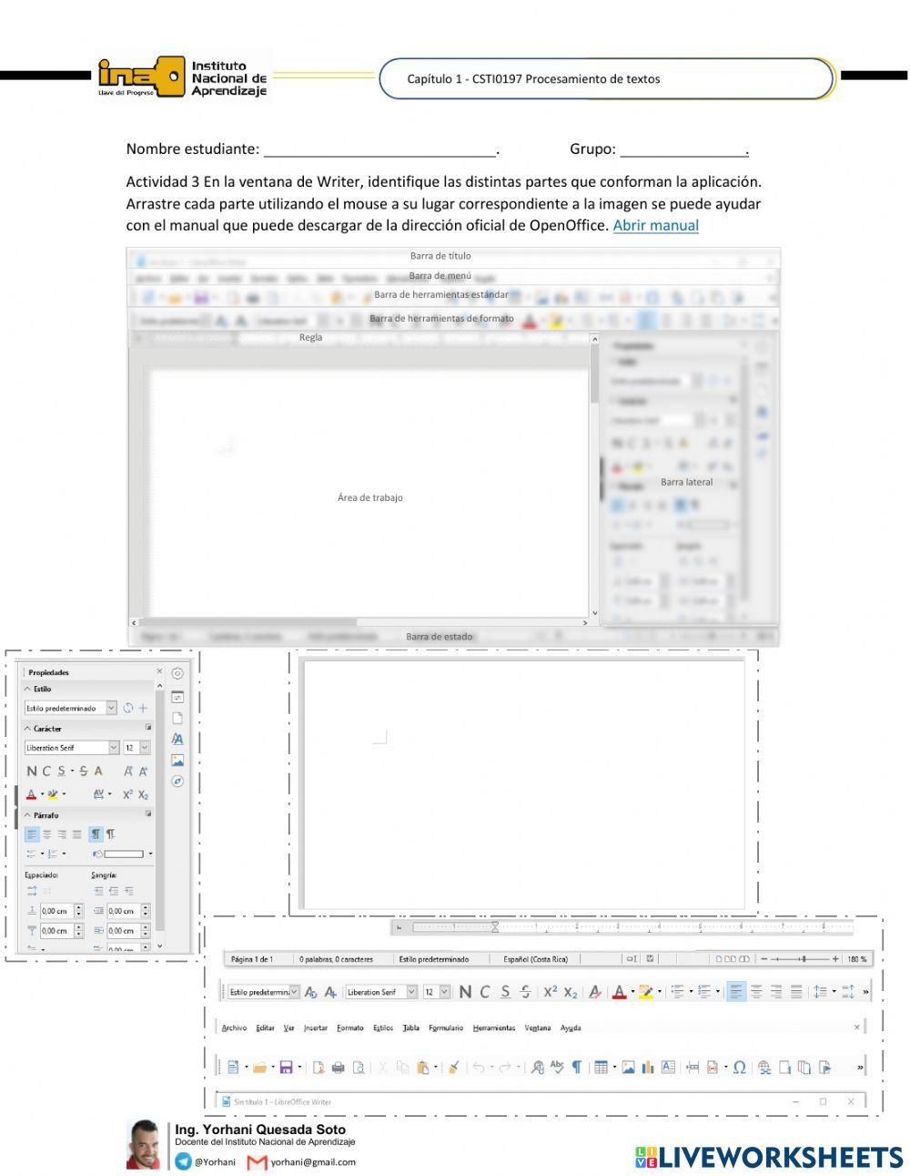 Partes de Libreoffice Writer 1.2.2