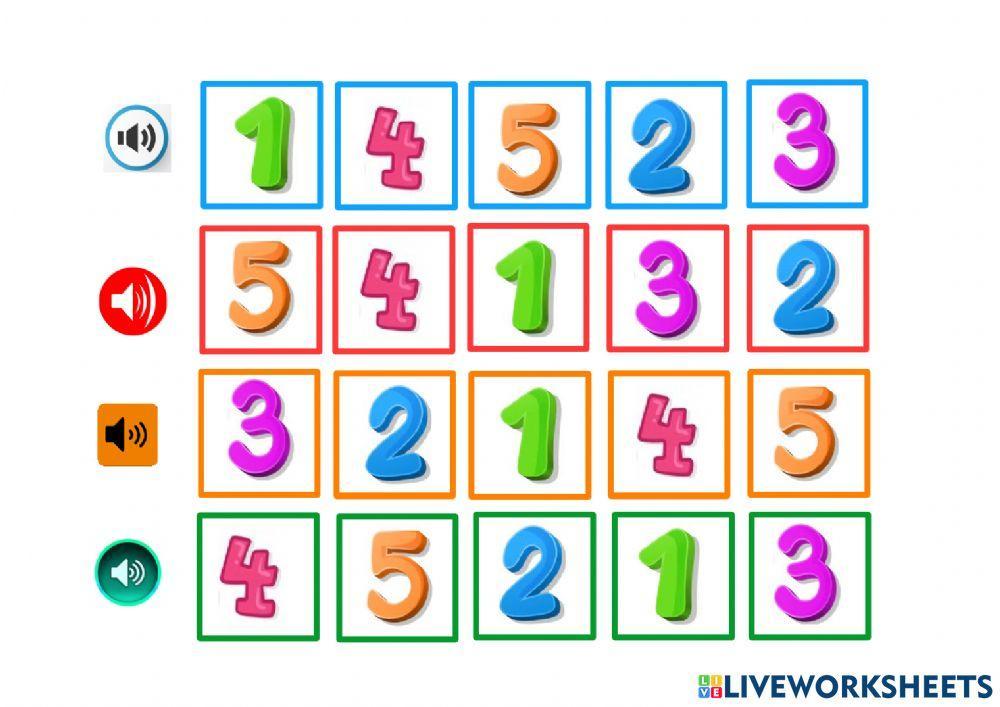 Números del 1 al 5 en inglés