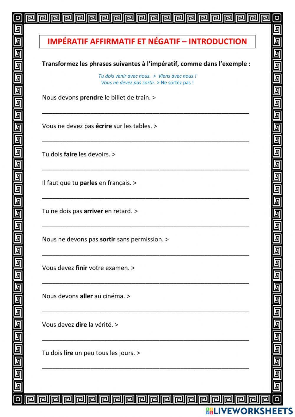IMPÉRATIF (introduction)