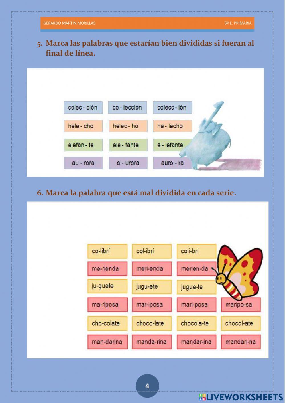 Taller de ortografía. Ficha 13.