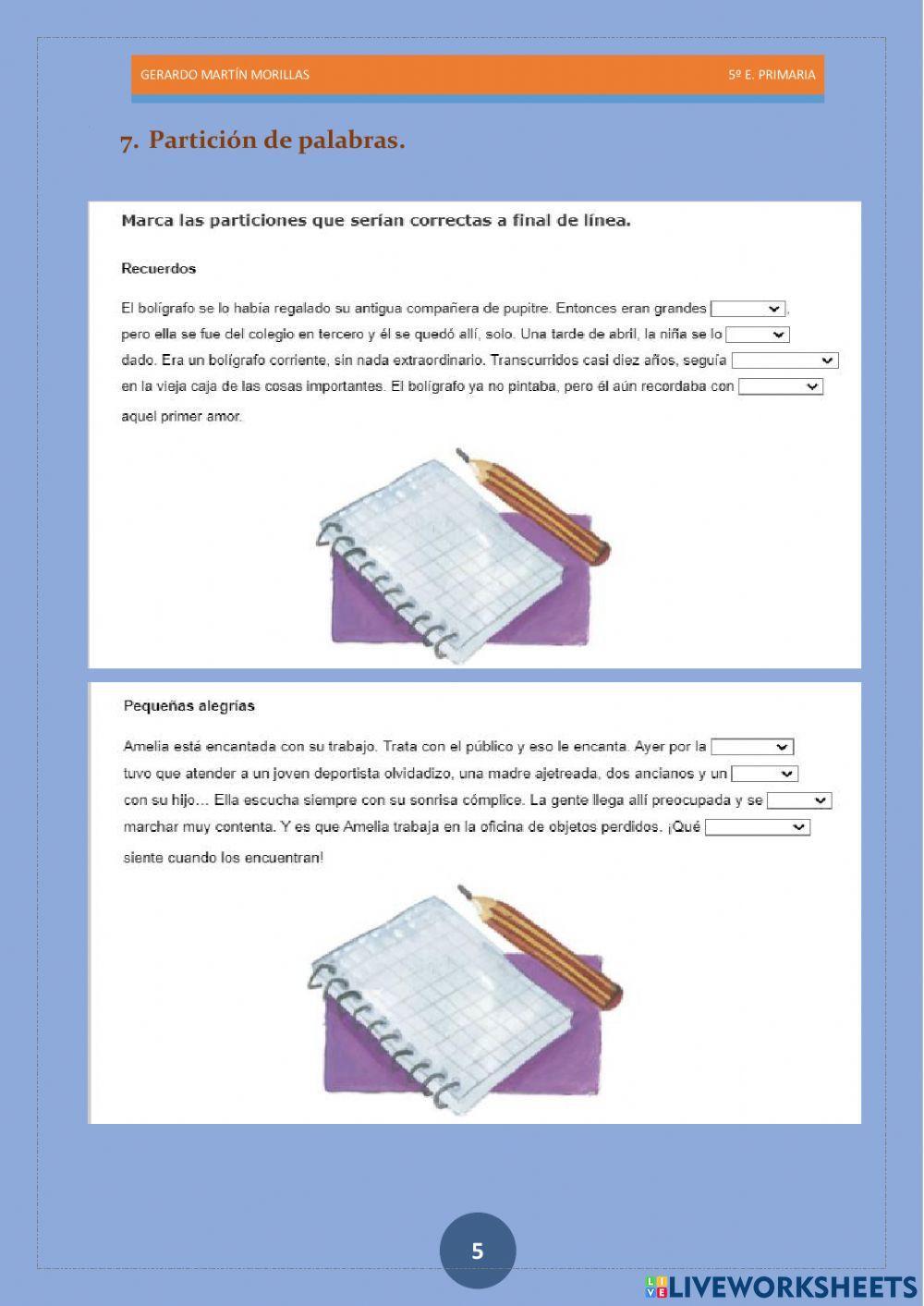 Taller de ortografía. Ficha 13.