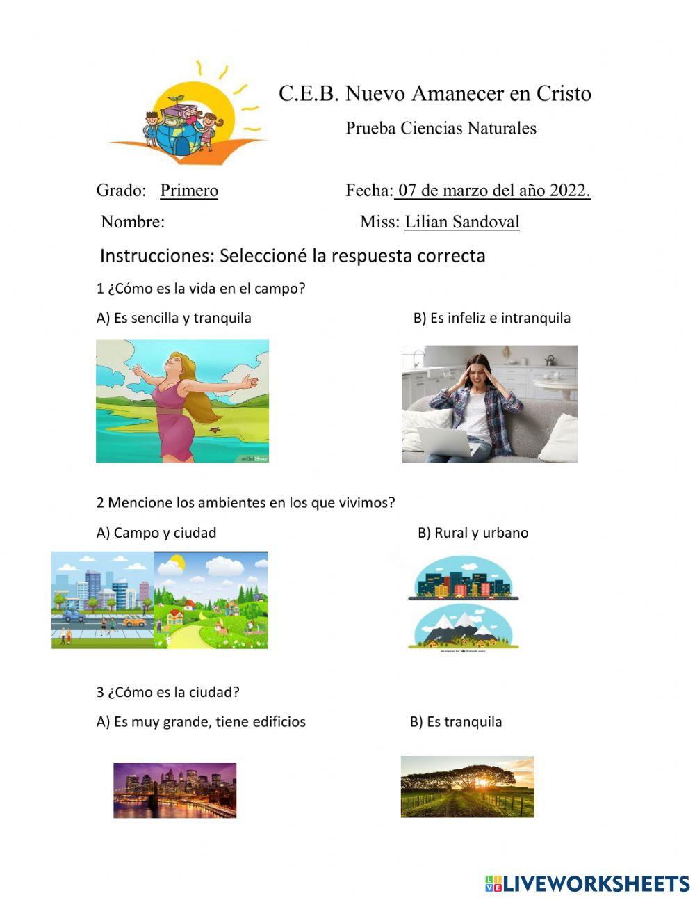 Prueba Ciencias Naturales