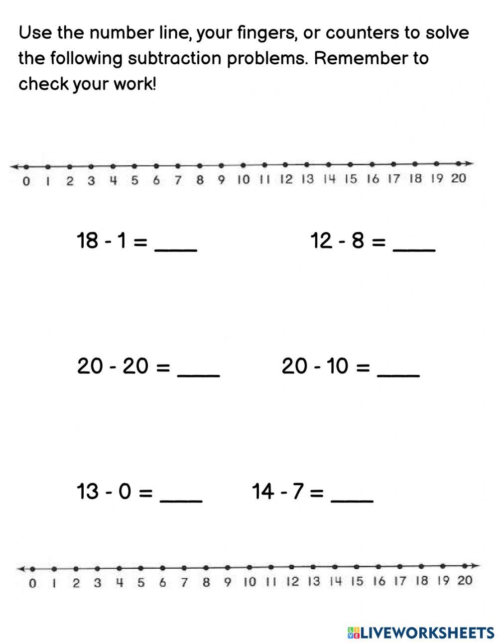 Subtraction Practice 2 worksheet | Live Worksheets