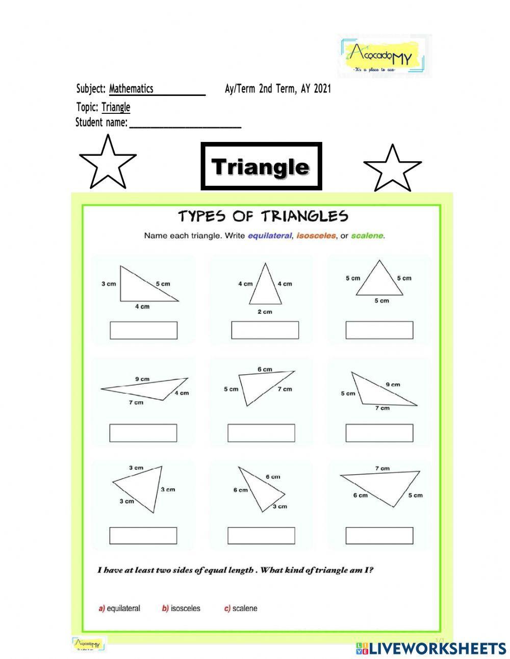 Shapes-Triangle interactive worksheet