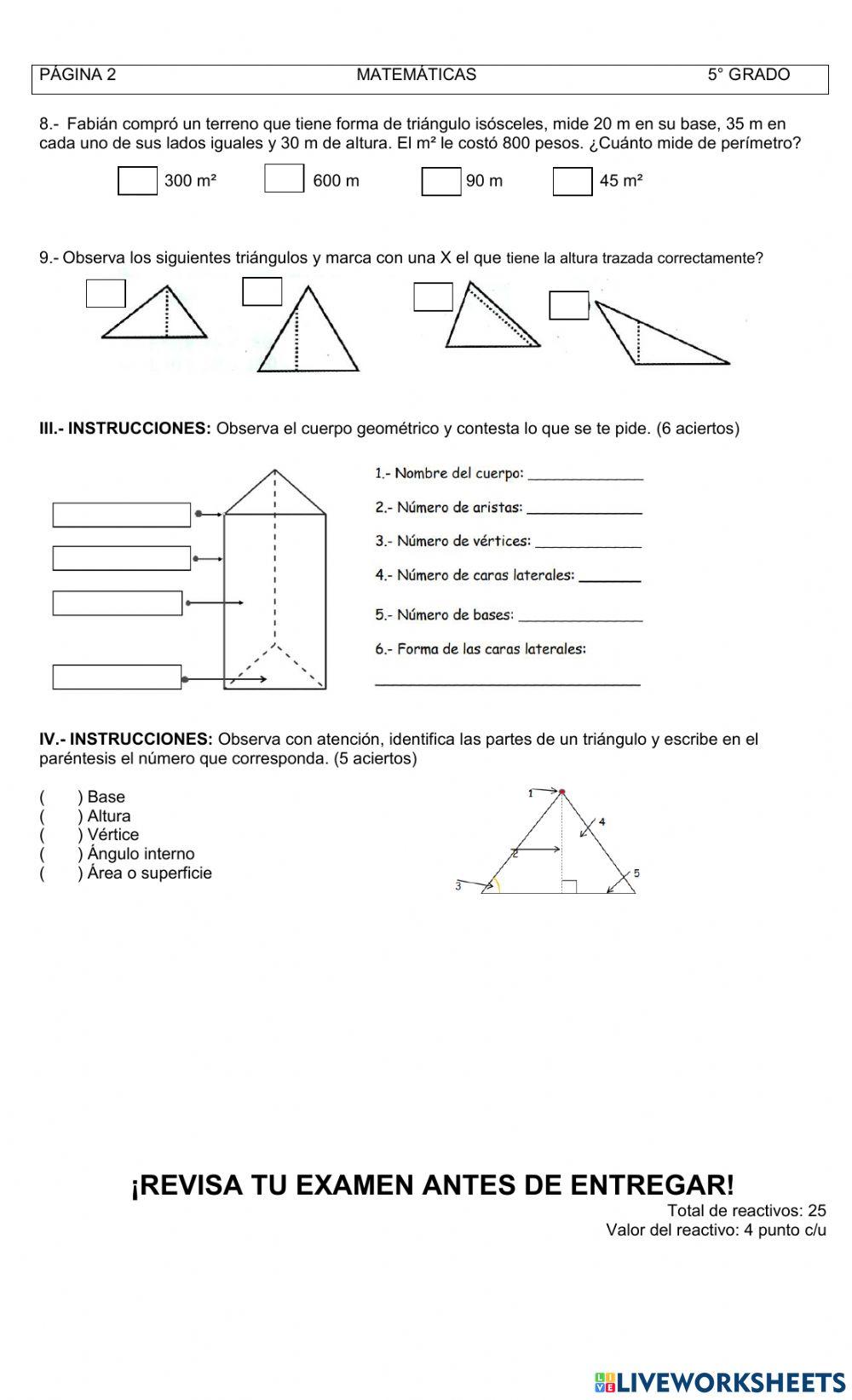Evaluación Matemáticas