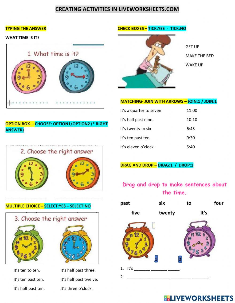 Creating an online worksheet