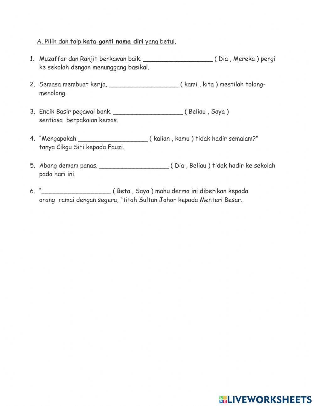 Kata Ganti Nama Diri