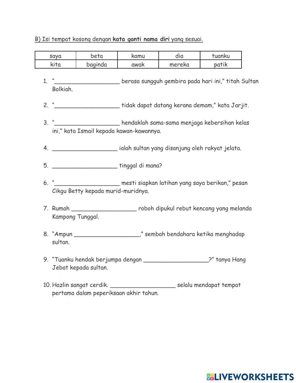 Kata Ganti Nama Diri