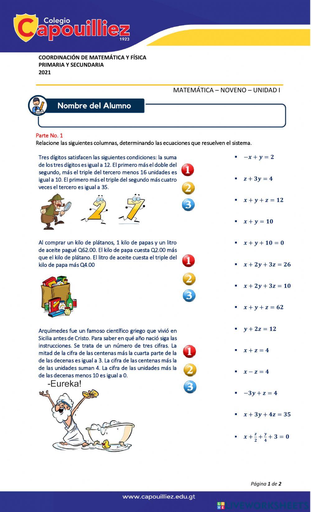 Sistema de ecuaciones 3x3