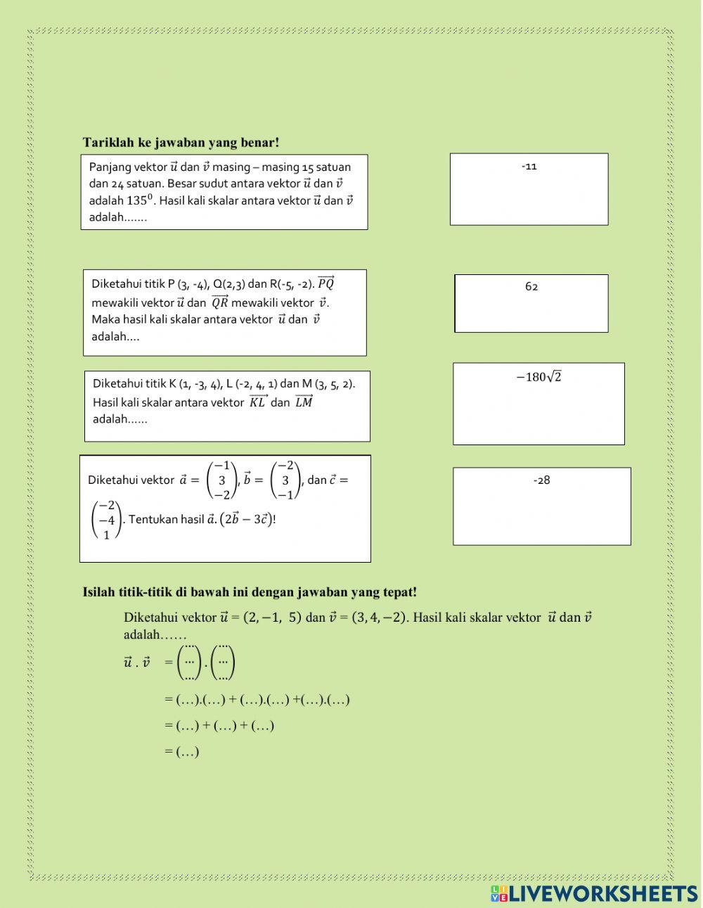 Hasil kali skalar dua vektor