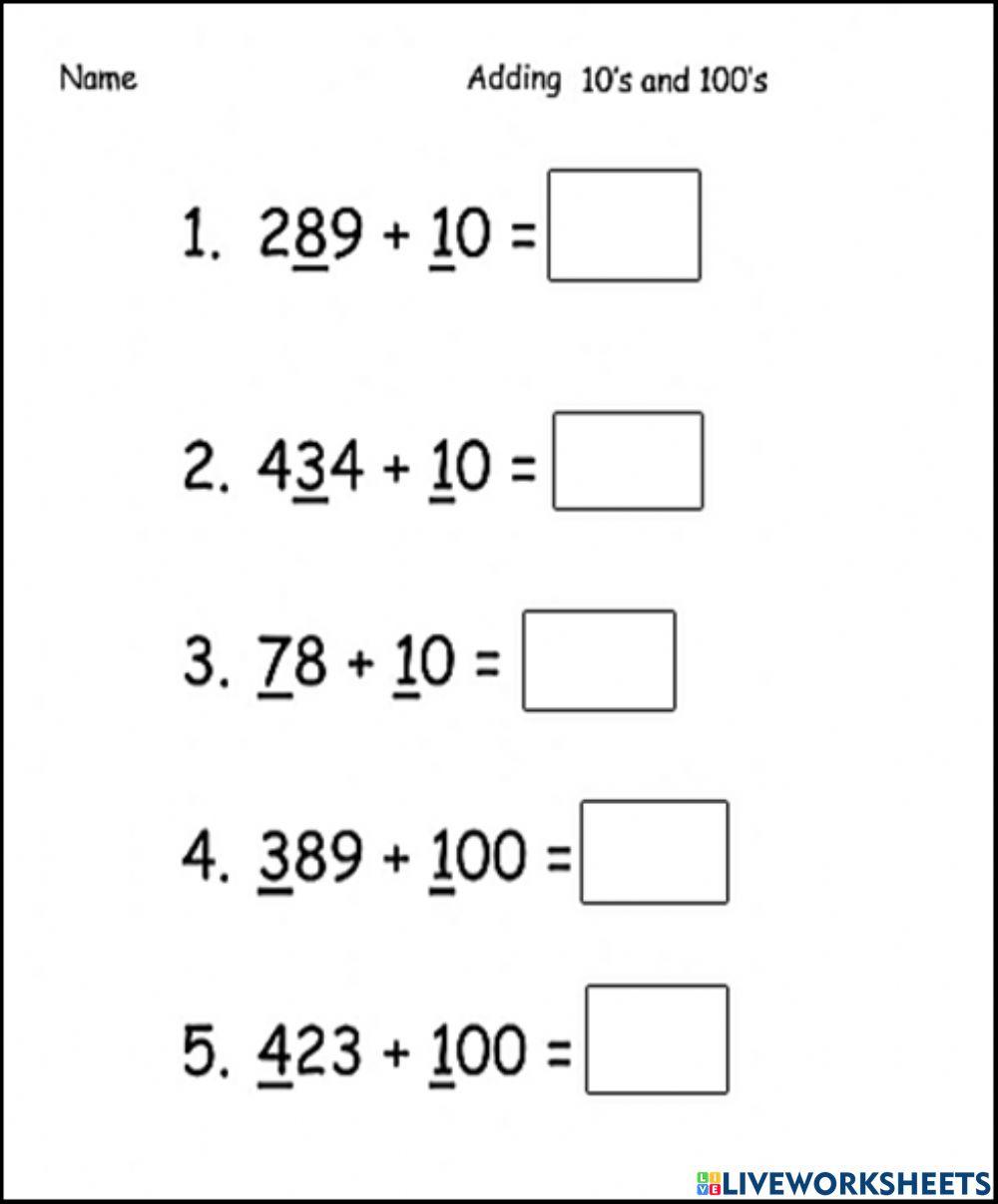 : Use Mental Math to Add 10 or 100.