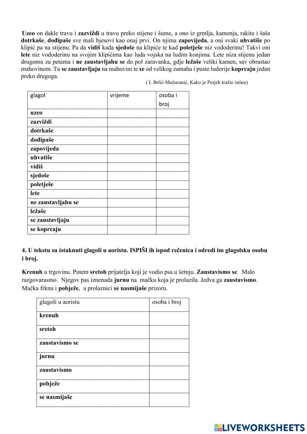Prošla glagolska vremena - ponavljanje