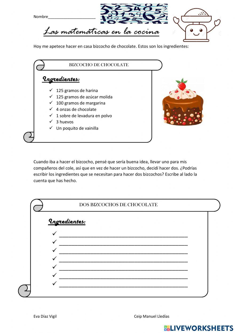 Las matemáticas en la cocina. Los dobles