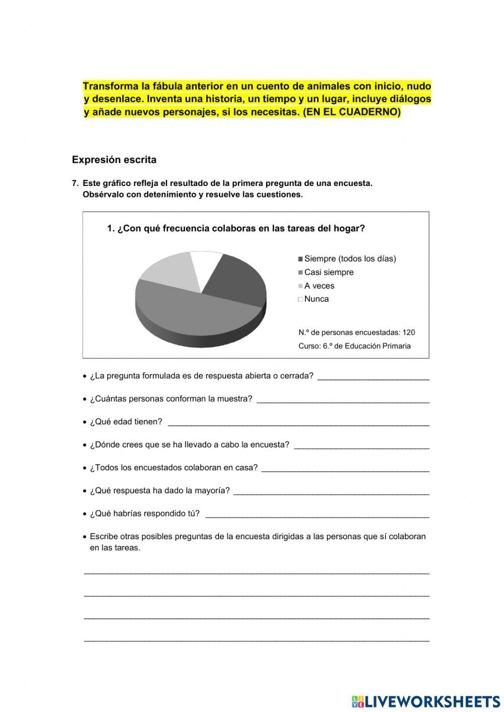 Comprensión lectora 6º
