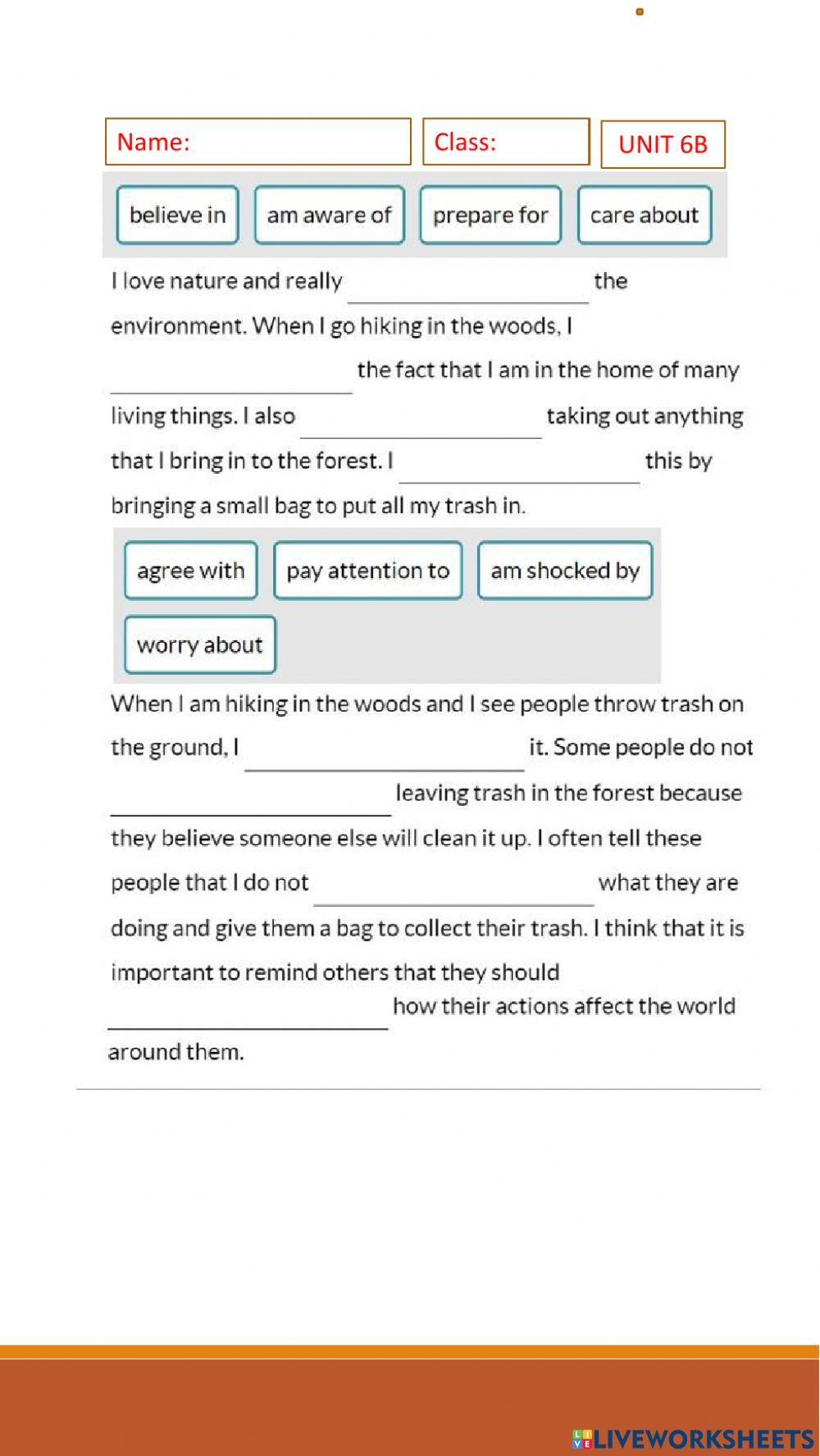 Pwf unit 6b worksheet Live Worksheets