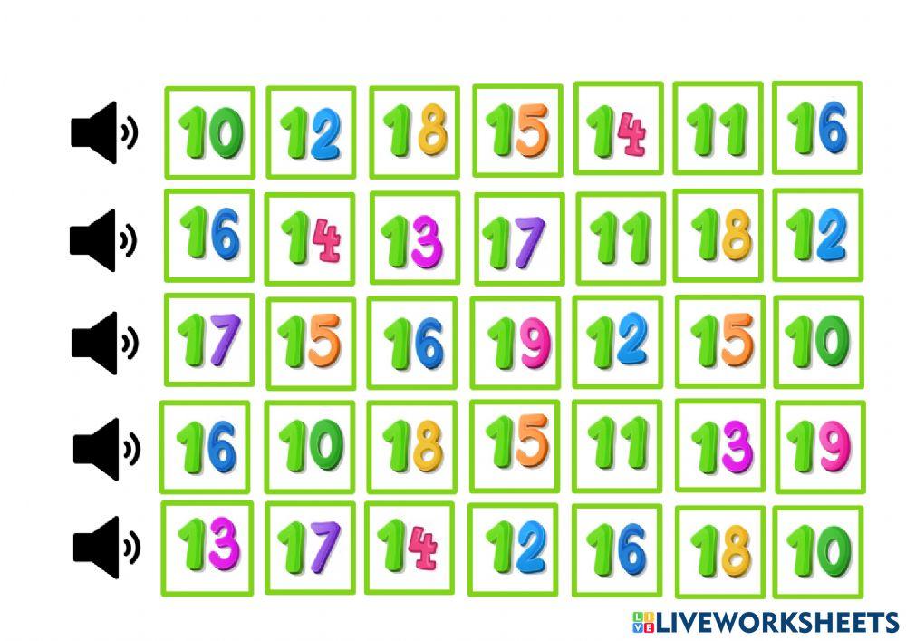 Los números del 10 al 14