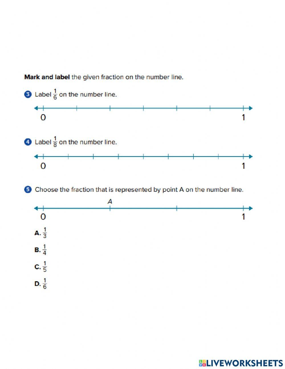 Represent fractions on a number line