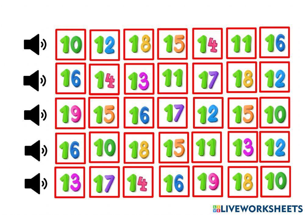 Números del 15 al 19