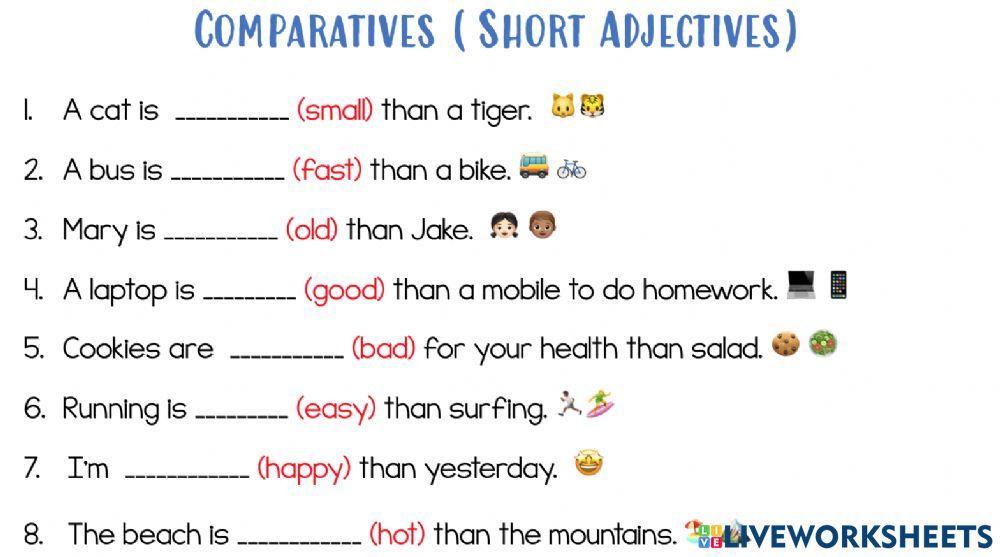 Comparatives -short adjectives