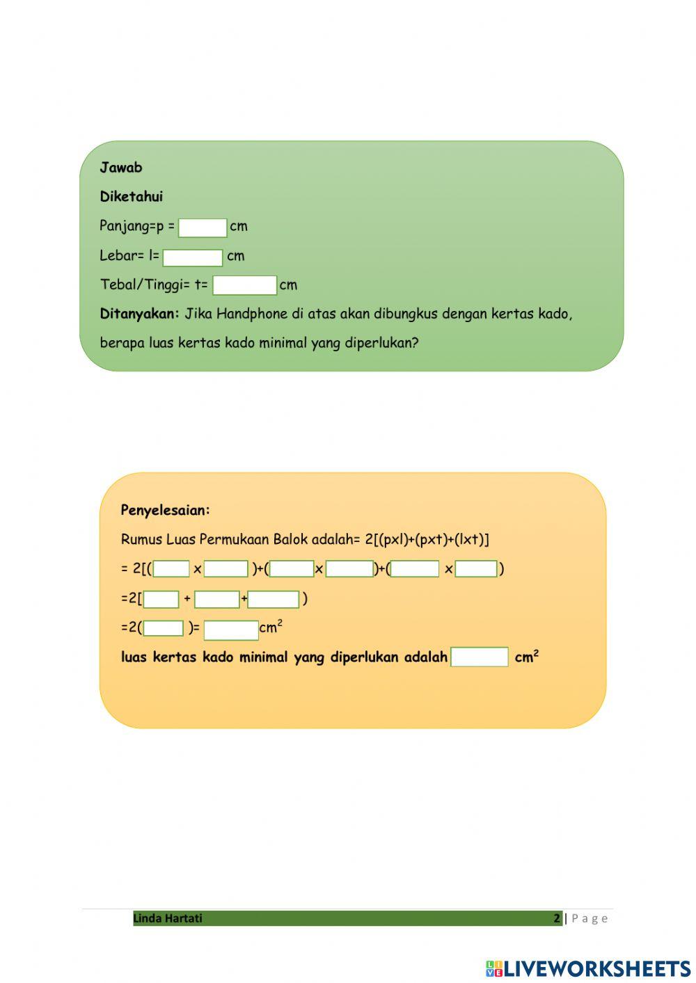 Luas Permukaan Balok 8J