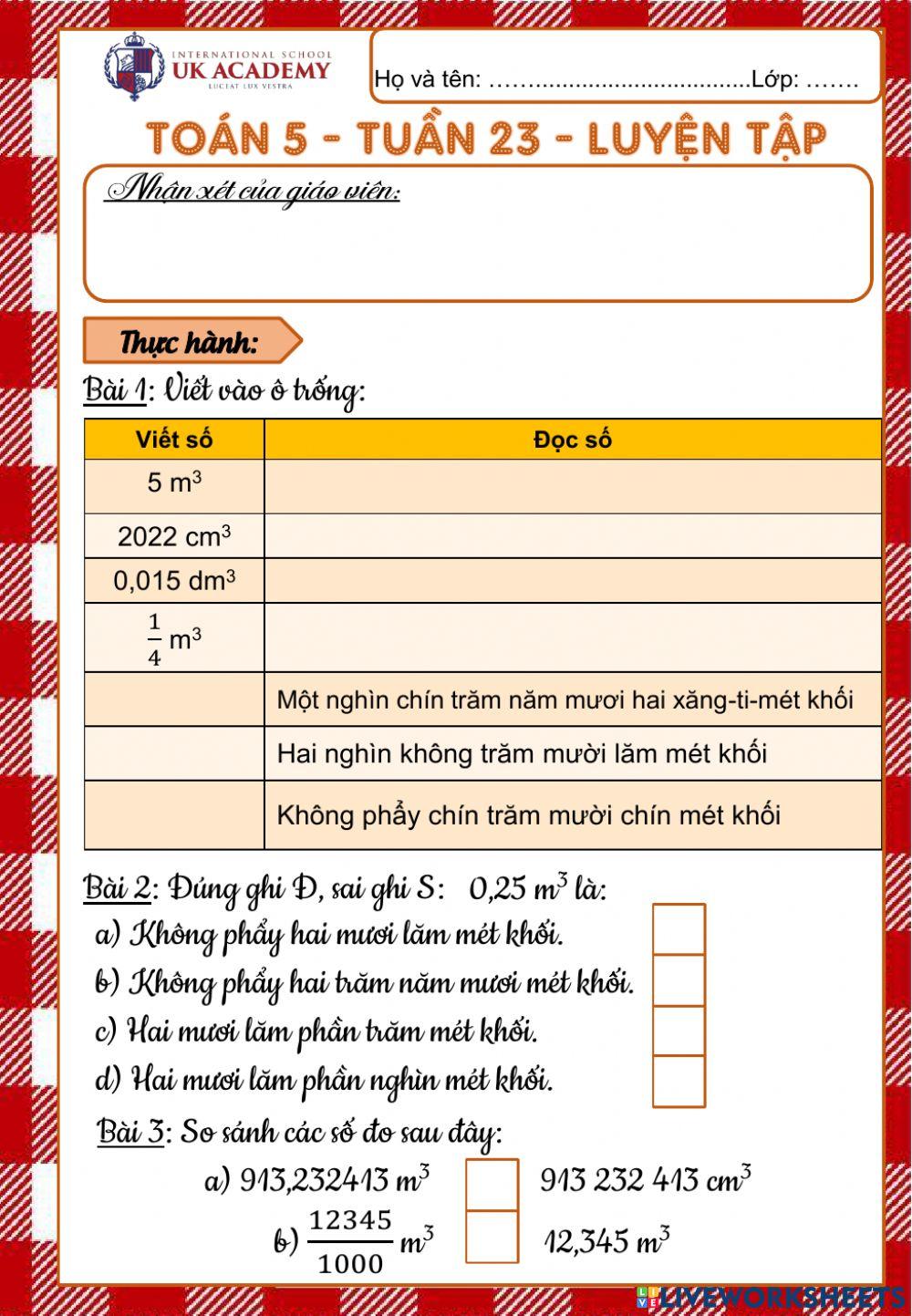 Toán 5 - Luyện tập -Trang 119 Toán 5 - Luyện tập -Trang 119