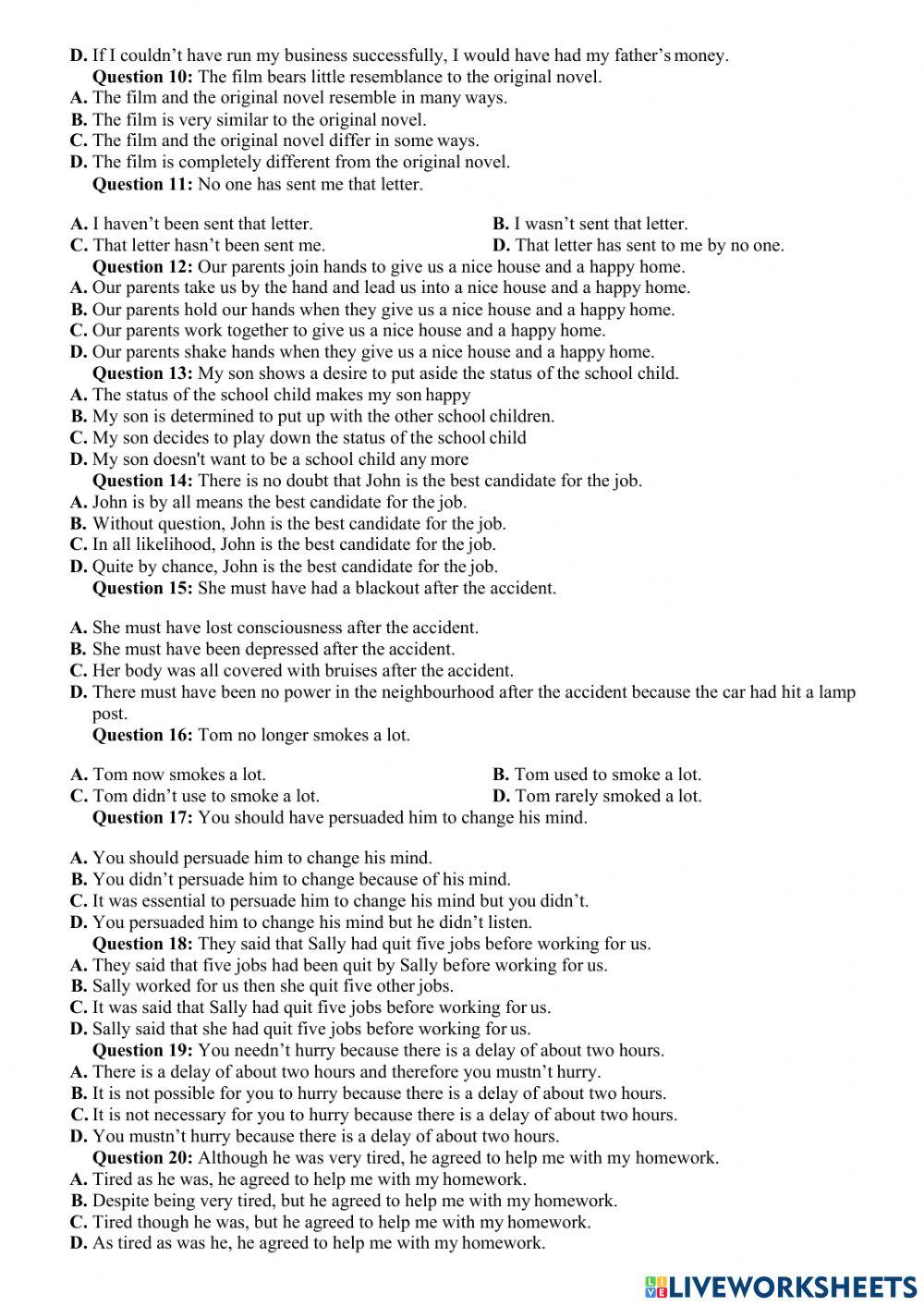 Revision for the 2nd term test – no6 (grade 12)