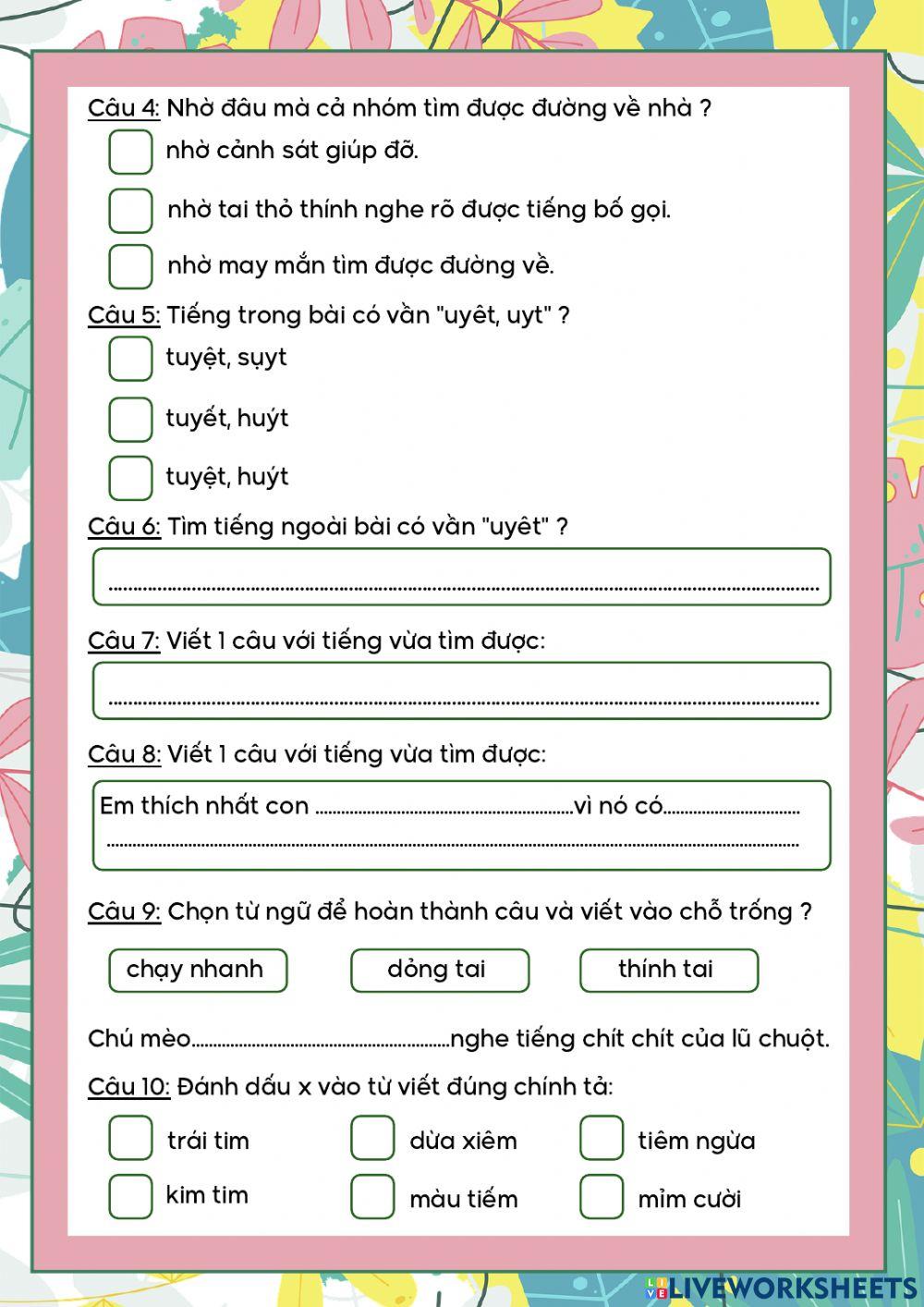 Phiếu đọc hiểu tuần 22 - bài 2