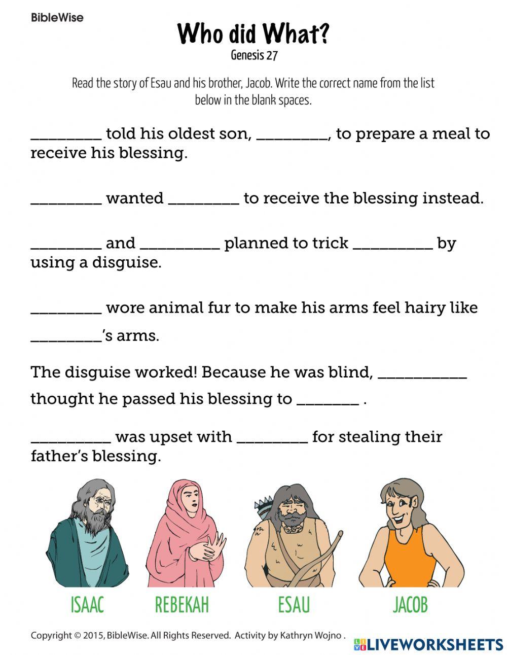 Jacob and Esau online exercise for Live Worksheets