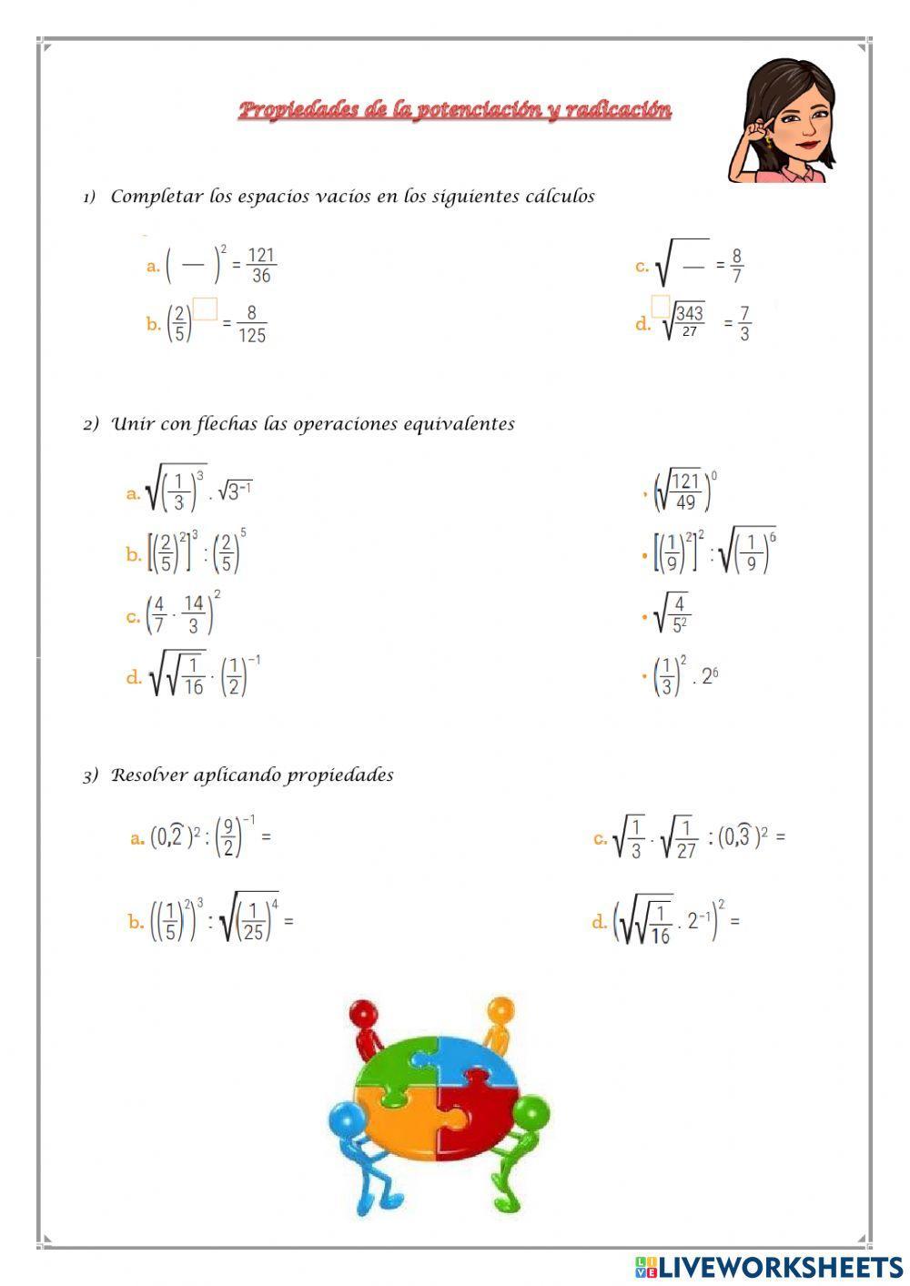 Propiedades de la potenciación y radicación