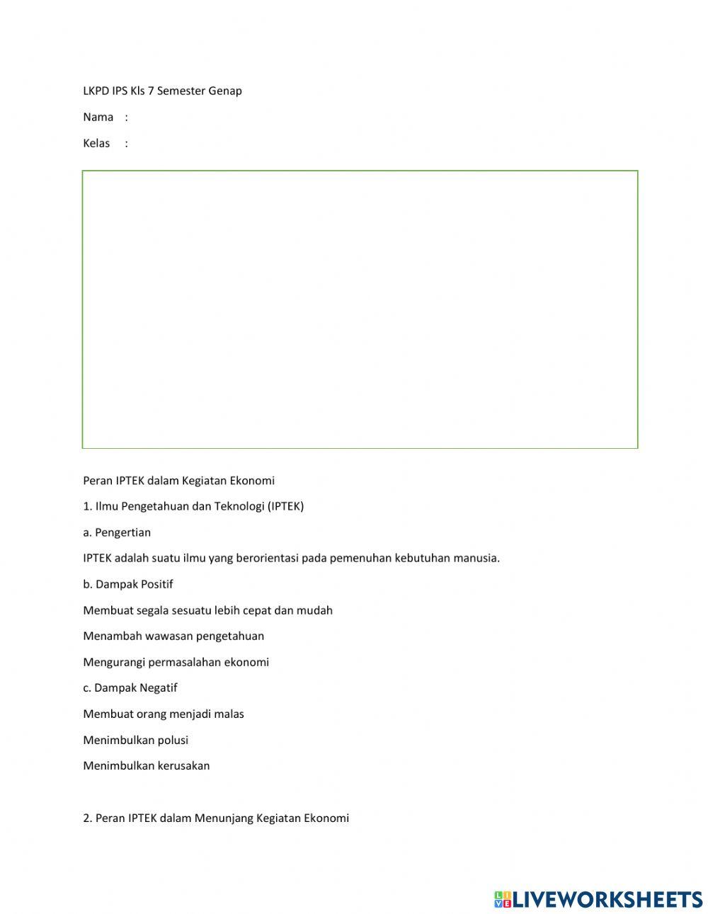 IPS Peran IPTEK dalam kegiatan Ekonomi
